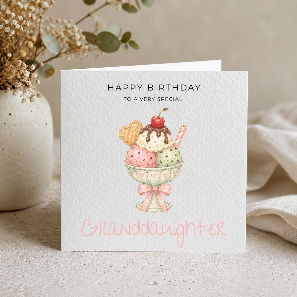 Personalised Icecream Theme Birthday Card for Daughter, Granddaughter, Sister etc