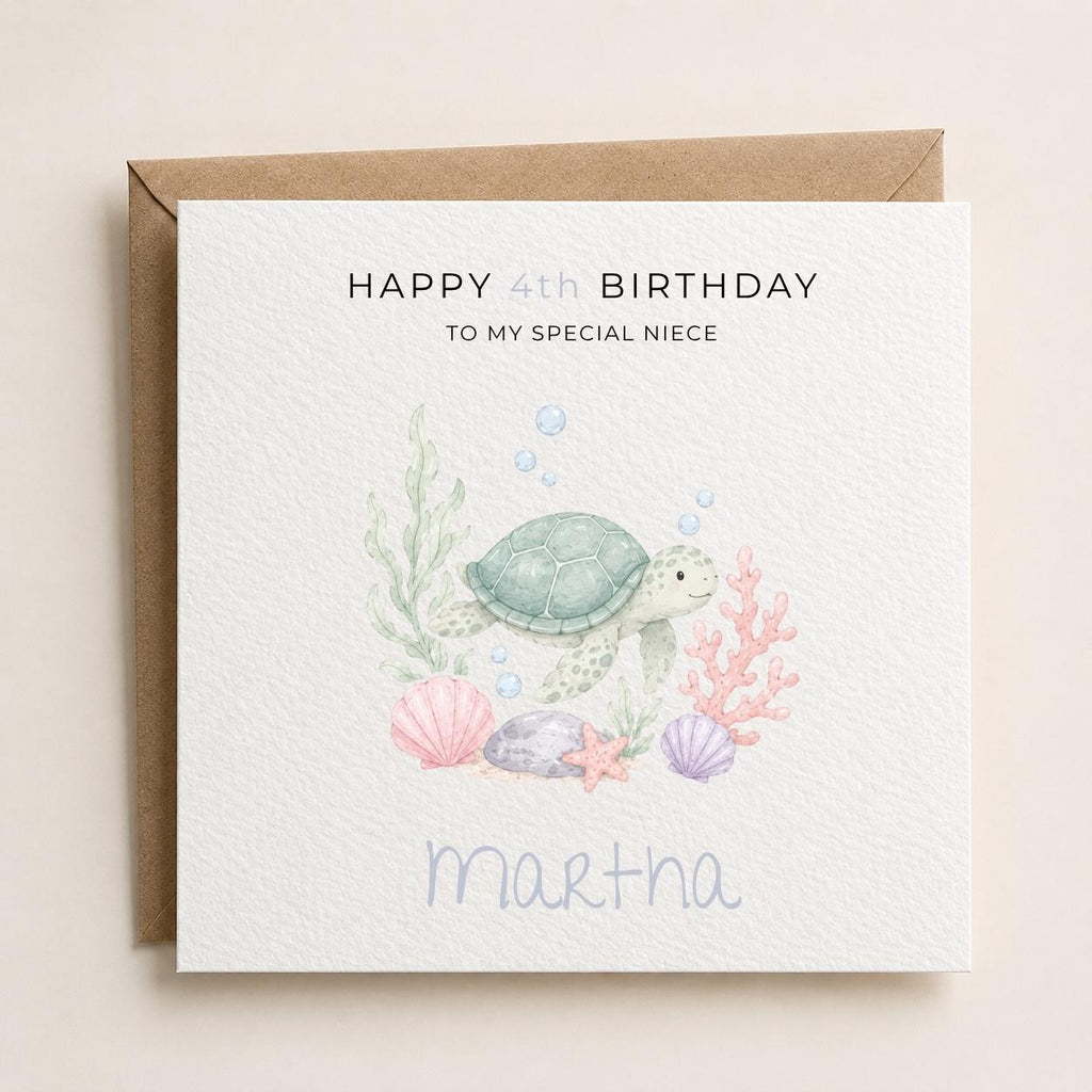 Personalised Ocean Theme Birthday Card for Daughter, Granddaughter, Sister etc