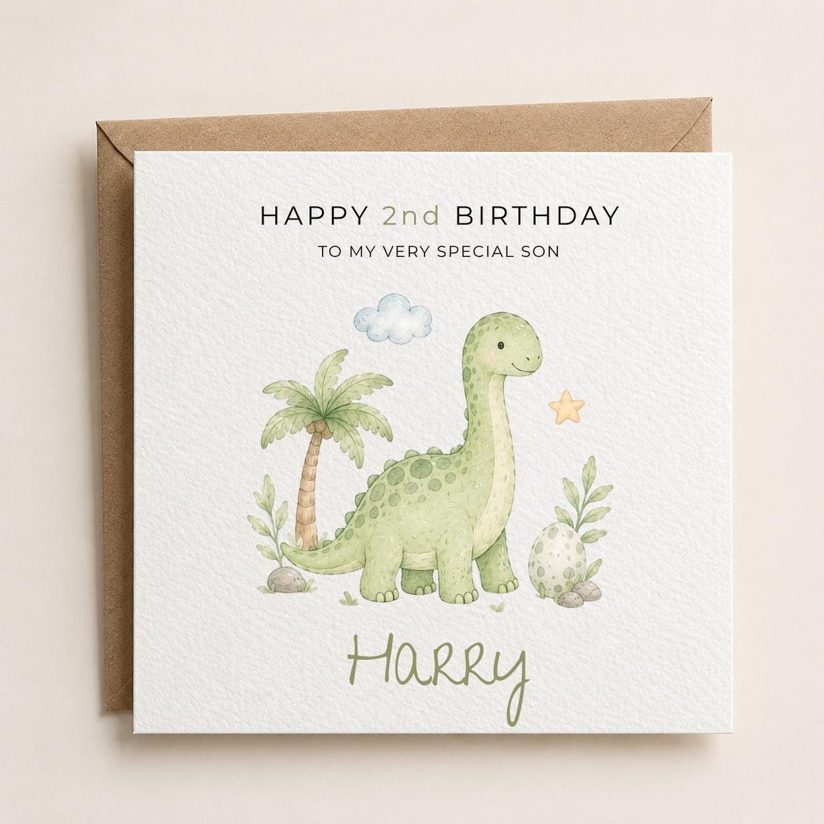 Personalised Dinosaur Theme Birthday Card for Son, Grandson, Brother etc
