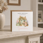 Personalised Cottage Theme Birthday Card for Wife, Mum, Grandma, Daughter, Auntie, Sister etc
