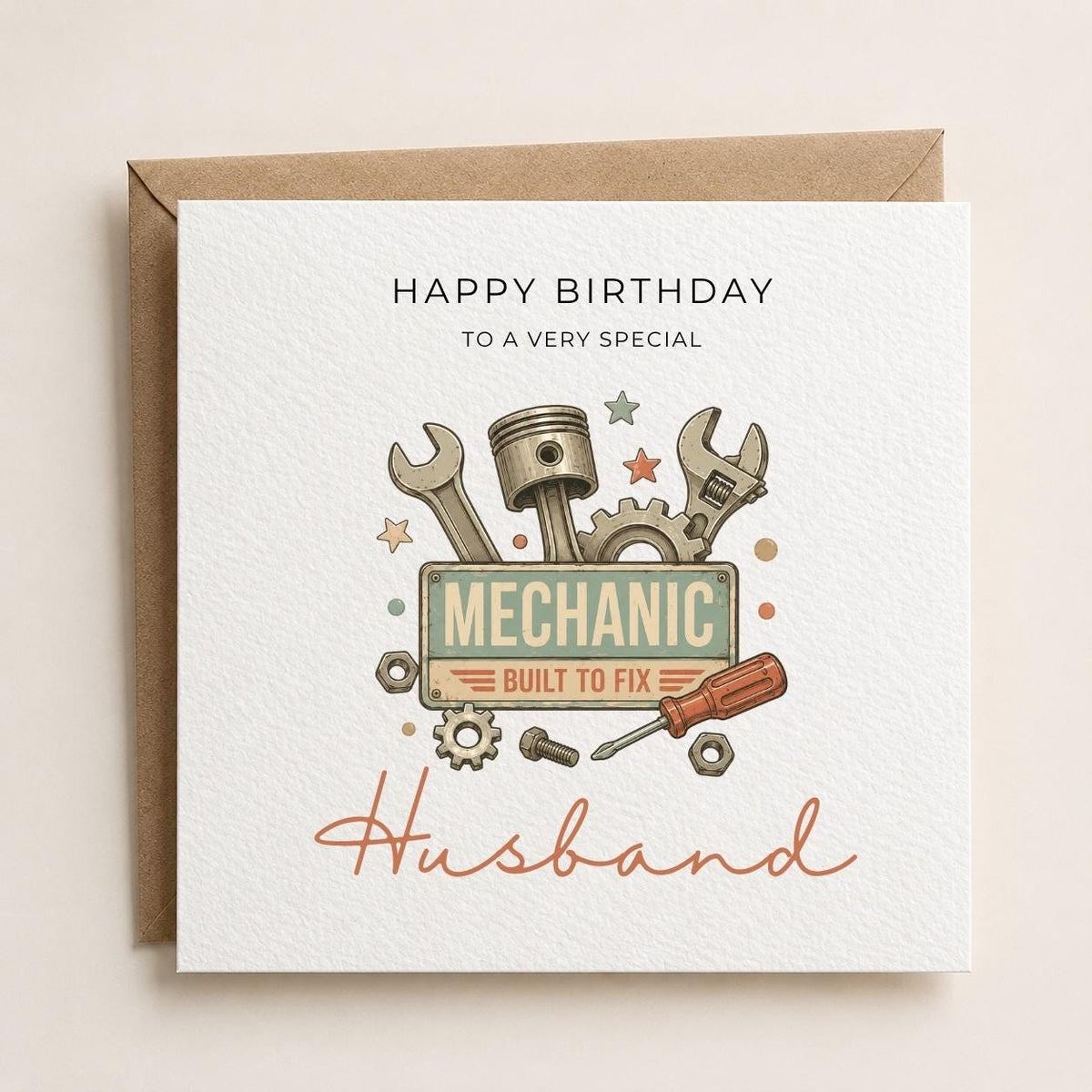 Personalised Mechanic Theme Birthday Card for Husband, Dad, Grandad, Son,  Uncle, Brother etc