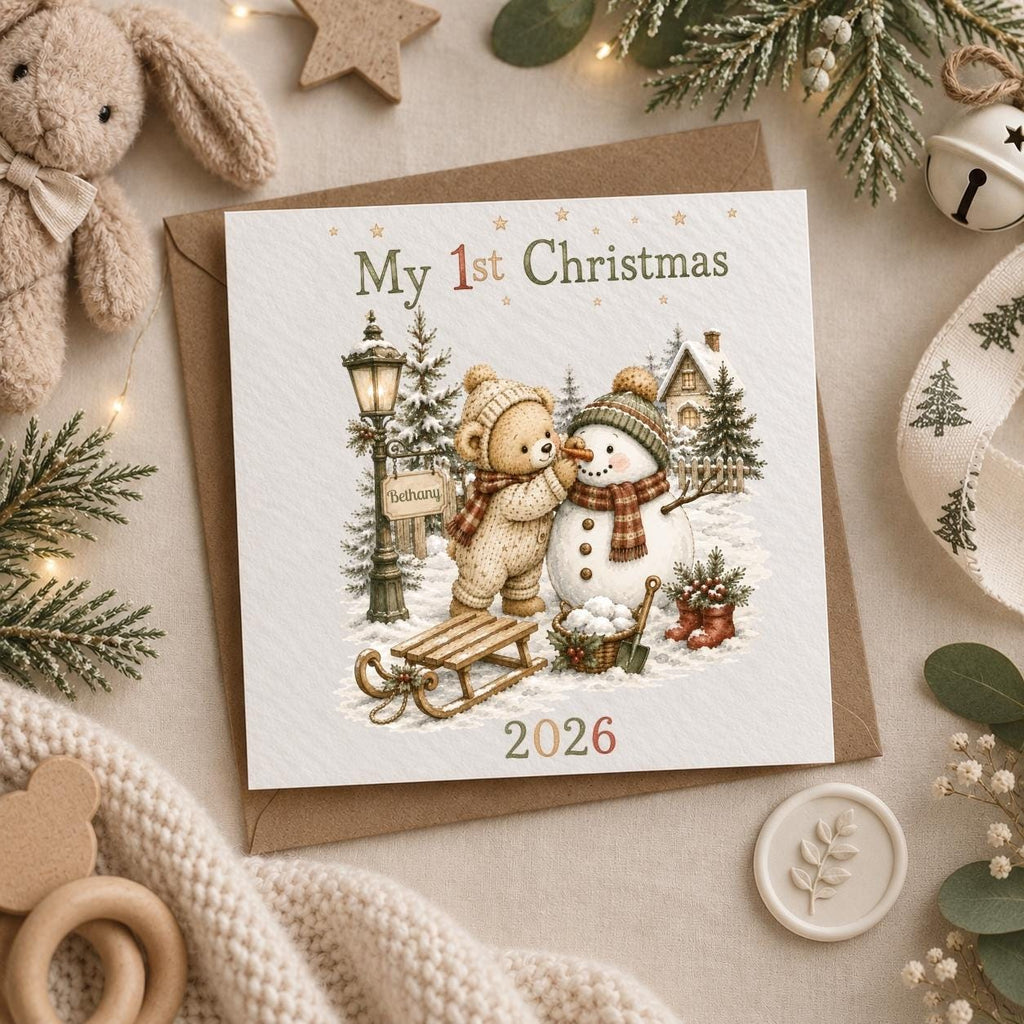 Personalised Christmas Card | My 1st Christmas | Add Any Name | For New-born / Baby