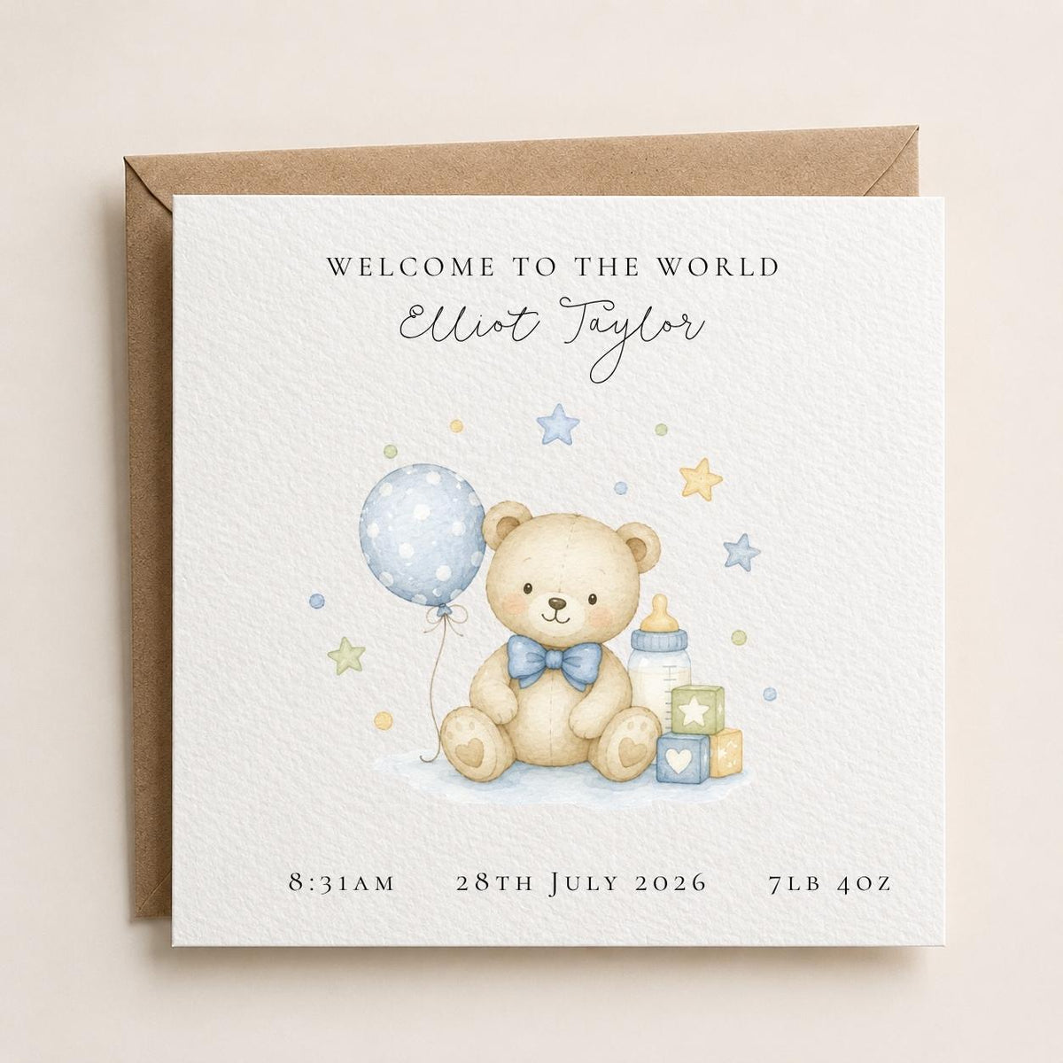 Personalised New Baby Boy Card