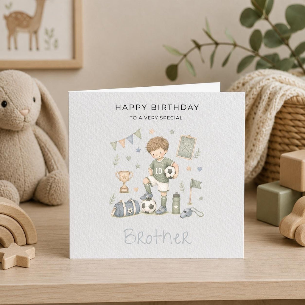 Personalised Football Theme Birthday Card for Son, Grandson, Brother etc