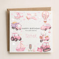 Personalised Transport Theme Birthday Card for Daughter, Granddaughter, Sister etc