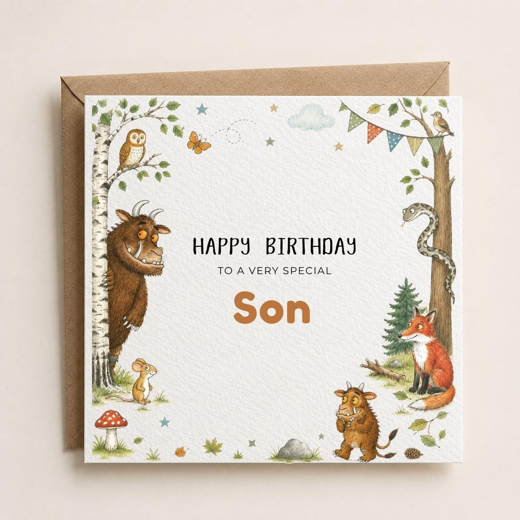 Personalised Storybook Monster | Gruffalo Theme Birthday Card for Son, Daughter, Brother, Sister, Friend etc
