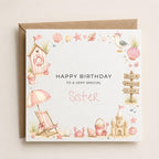 Personalised Seaside Theme Birthday Card for Daughter, Granddaughter, Sister etc