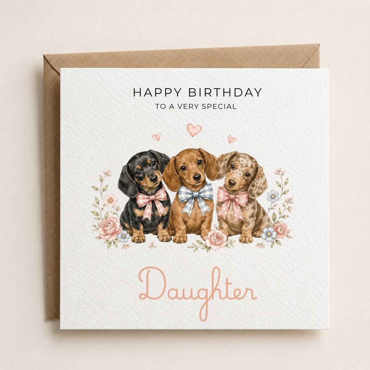 Personalised Dachshund Theme Birthday Card for Wife, Mum, Grandma, Daughter, Auntie, Sister etc