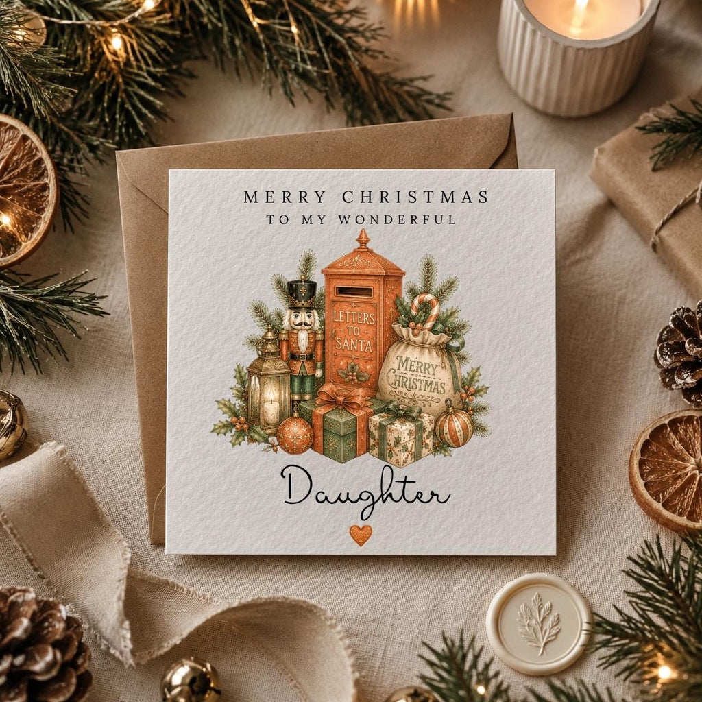 Personalised Christmas Card | Vintage Festive Greeting | Luxury Xmas Keepsake | Completely Customisable | Old-Fashioned Christmas