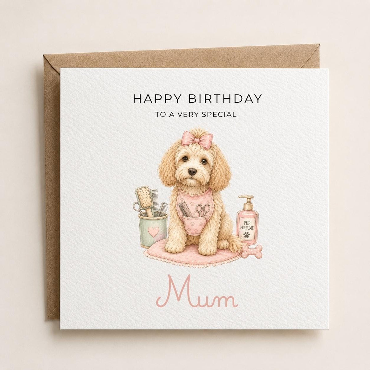 Personalised Dog Groomer Theme Birthday Card for Wife, Mum, Grandma, Daughter, Auntie, Sister etc