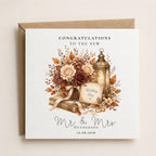 Personalised Autumn Wedding Card | Mr & Mrs, Custom Surname, Date