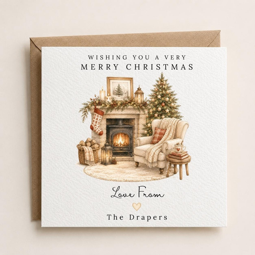 Personalised Christmas Card | Vintage Festive Greeting | Luxury Xmas Keepsake | Completely Customisable | Cosy Cottage