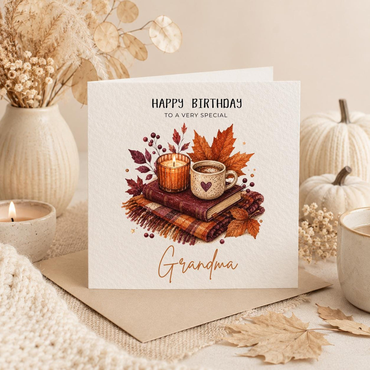 Personalised Autumn Theme Birthday Card for Son, Daughter, Brother, Sister etc