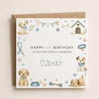 Personalised Dog Theme Birthday Card for Son, Grandson, Brother etc
