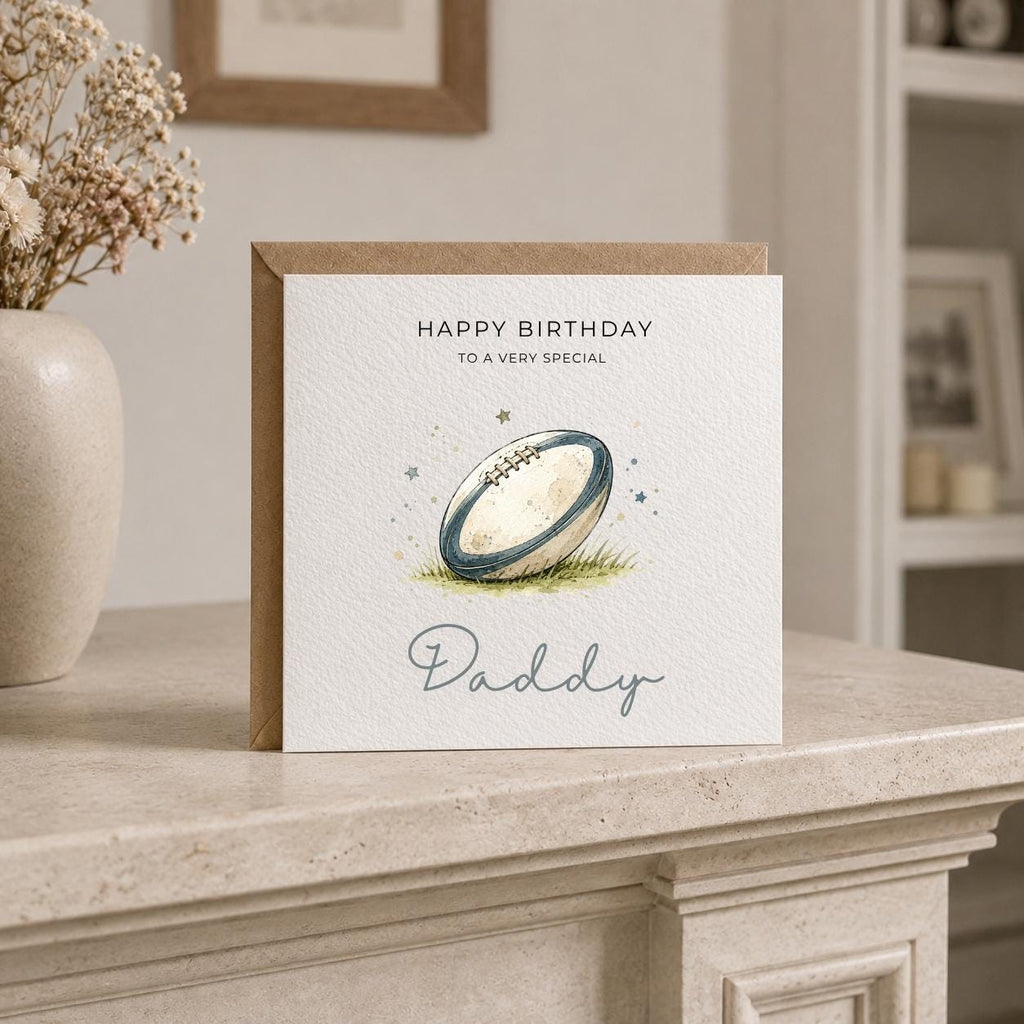 Personalised Rugby Theme Birthday Card for Husband, Dad, Grandad, Son,  Uncle, Brother etc