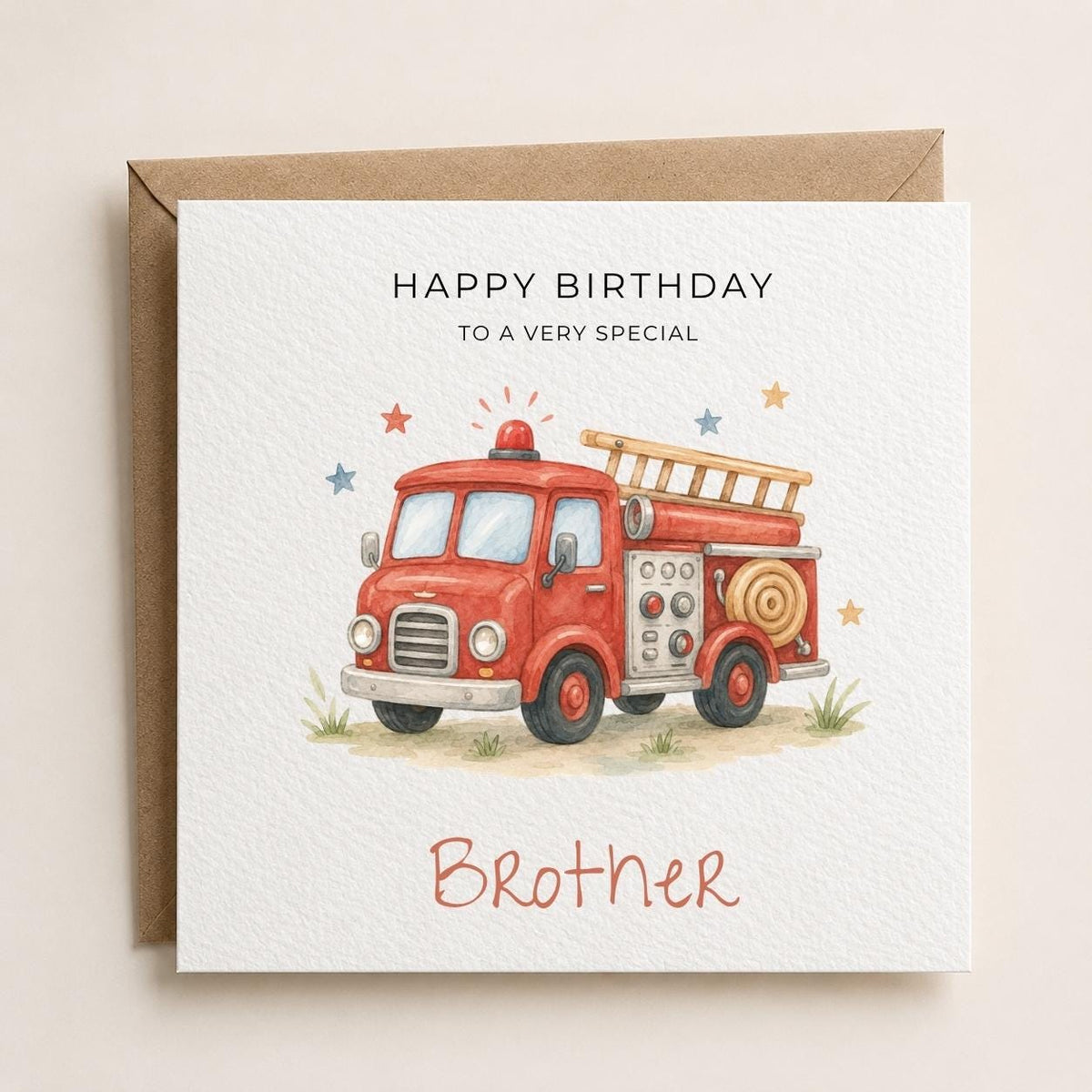 Personalised Fireman Theme Birthday Card for Son, Grandson, Brother etc