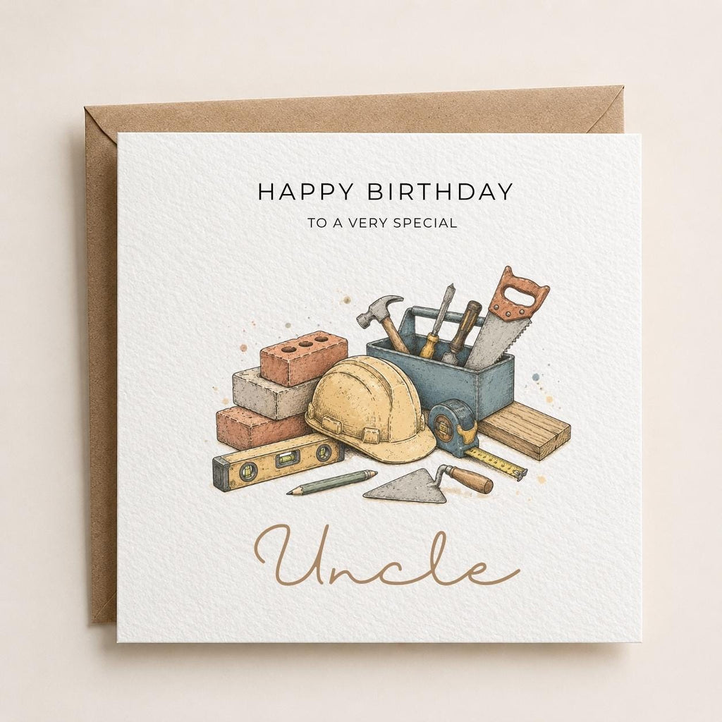Personalised Builder Theme Birthday Card for Husband, Dad, Grandad, Son,  Uncle, Brother etc