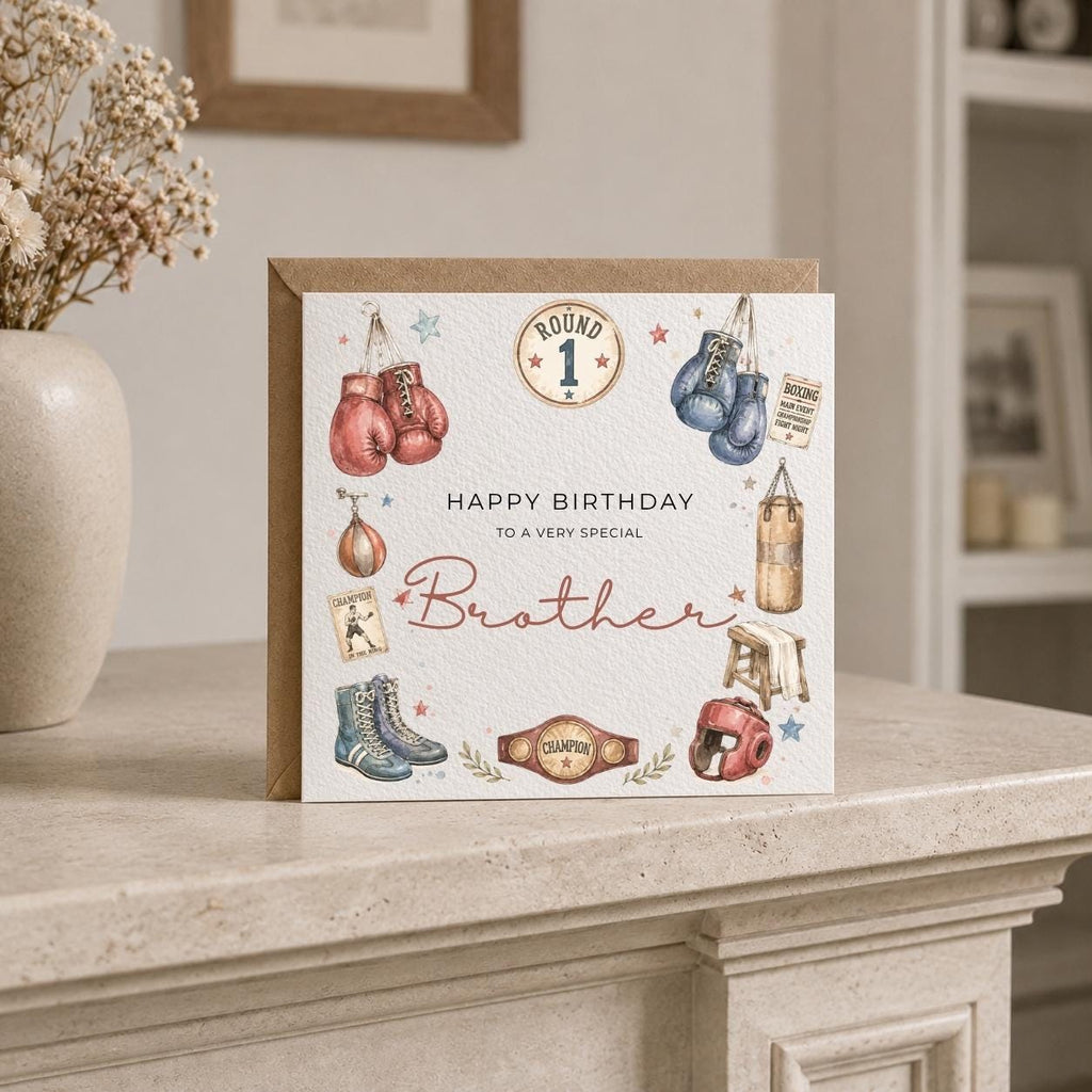 Personalised Boxing Theme Birthday Card for Husband, Dad, Grandad, Son,  Uncle, Brother etc
