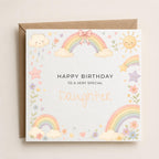 Personalised Rainbow Theme Birthday Card for Daughter, Granddaughter, Sister etc