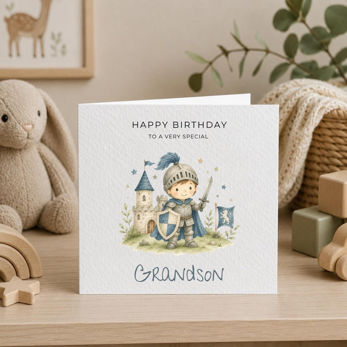 Personalised Knight Theme Birthday Card for Son, Grandson, Brother etc