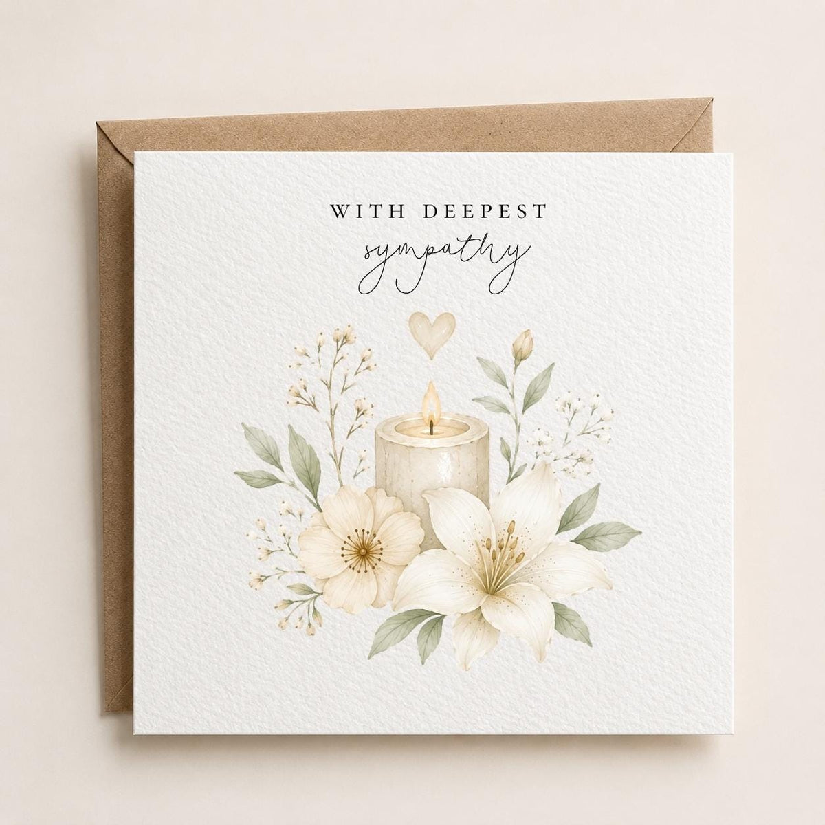 Sympathy Card: Candle, Lily, Floral Design