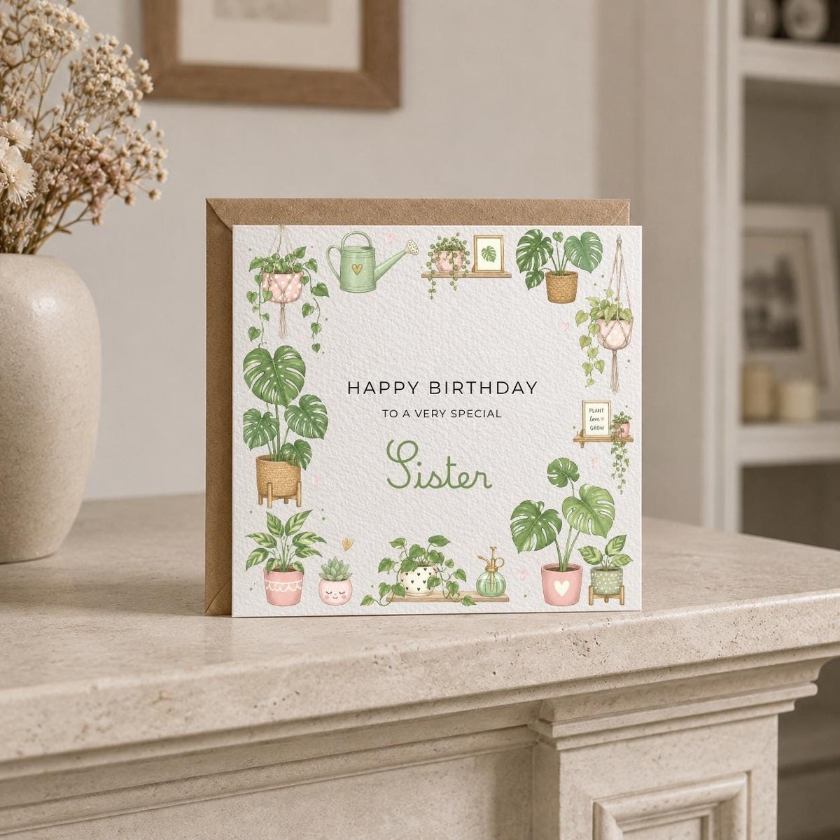 Personalised Plants Theme Birthday Card for Wife, Mum, Grandma, Daughter, Auntie, Sister etc