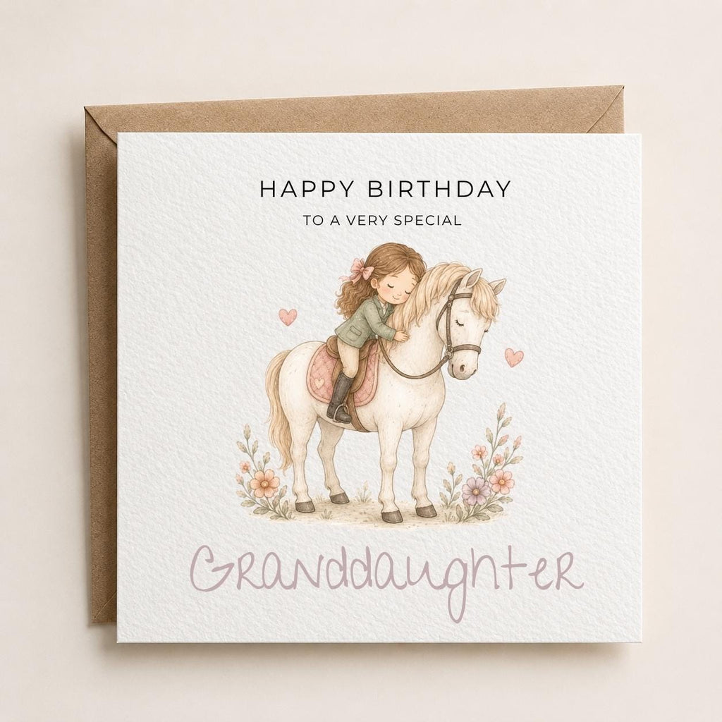 Personalised Horse-Riding Theme Birthday Card for Daughter, Granddaughter, Sister etc