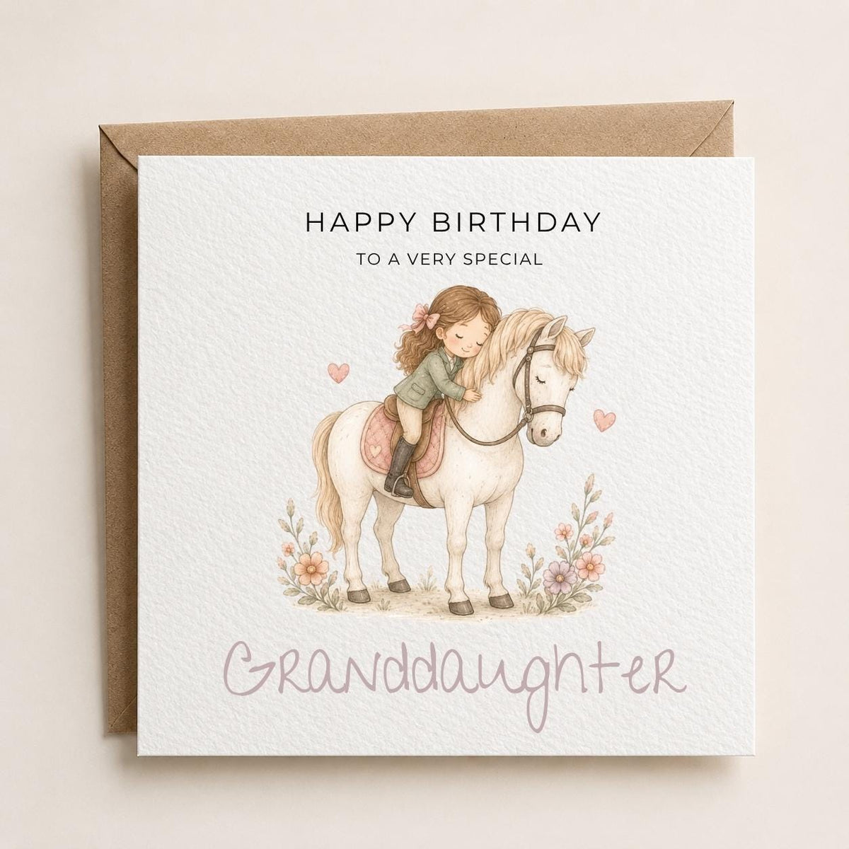 Personalised Horse-Riding Theme Birthday Card for Daughter, Granddaughter, Sister etc