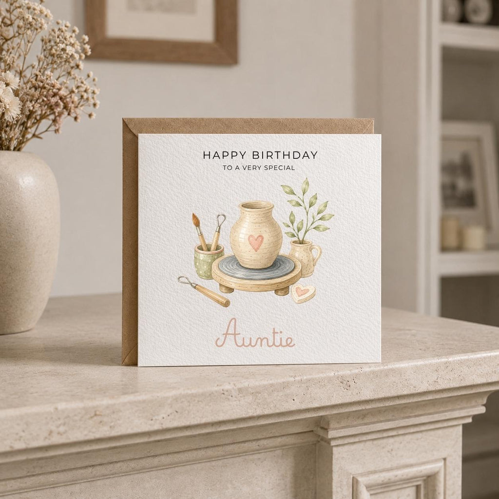Personalised Pottery Theme Birthday Card for Wife, Mum, Grandma, Daughter, Auntie, Sister etc