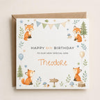 Personalised Foxes Theme Birthday Card for Son, Grandson, Brother etc