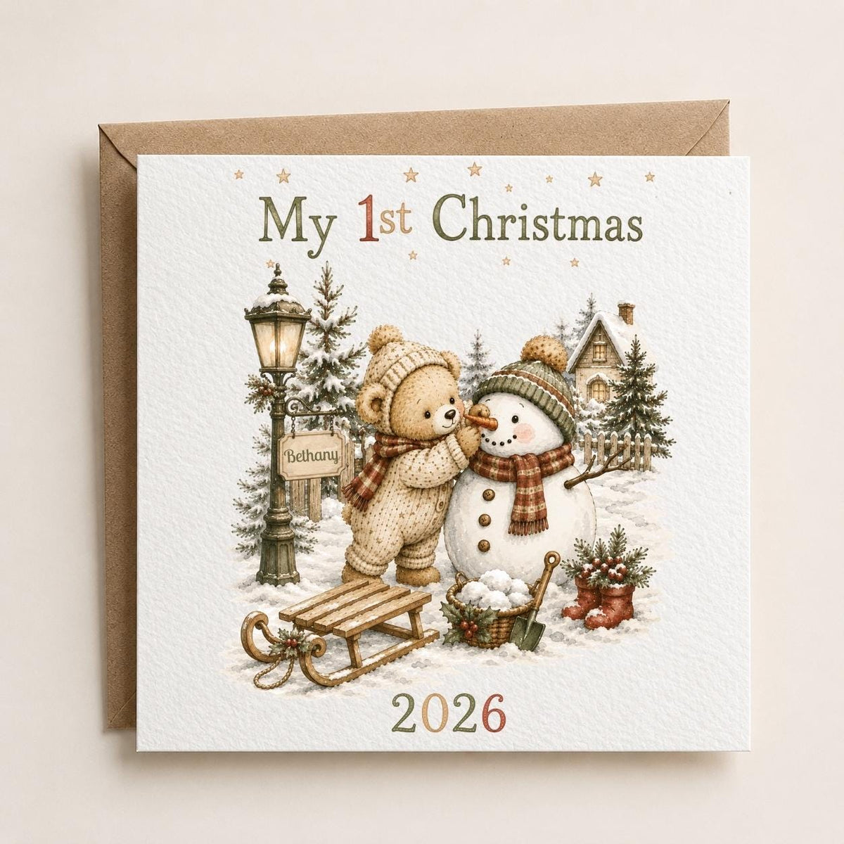 Personalised Christmas Card | My 1st Christmas | Add Any Name | For New-born / Baby