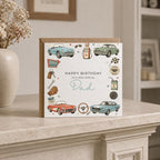 Personalised Vintage Cars Theme Birthday Card for Husband, Dad, Grandad, Son,  Uncle, Brother etc