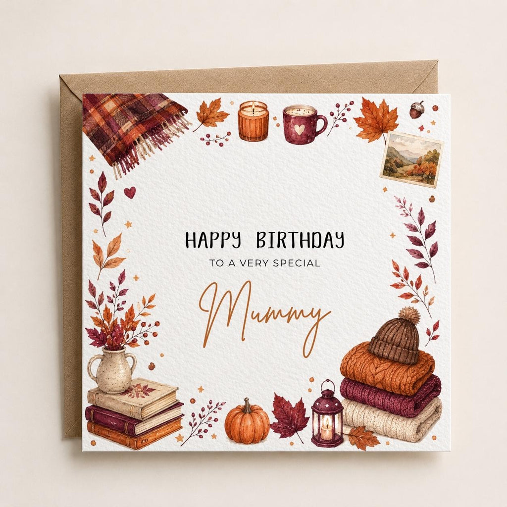 Personalised Autumn Theme Birthday Card for Daughter, Sister, Friend etc