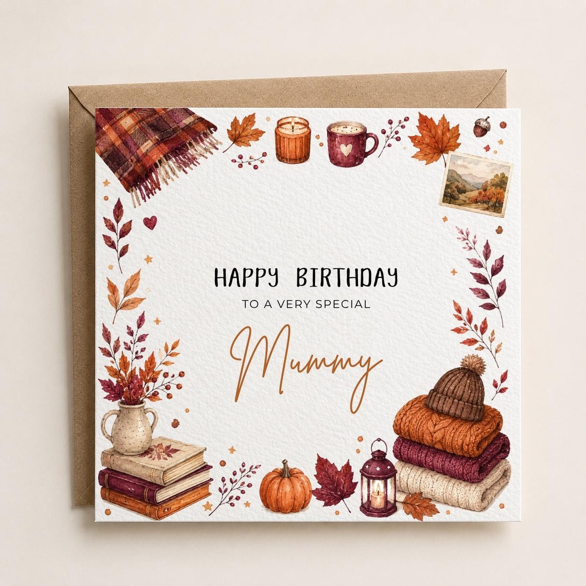 Personalised Autumn Theme Birthday Card for Daughter, Sister, Friend etc