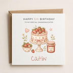 Personalised Strawberry Theme Birthday Card for Daughter, Granddaughter, Sister etc