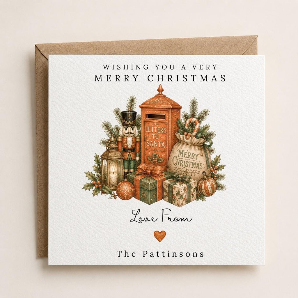 Personalised Christmas Card | Vintage Festive Greeting | Luxury Xmas Keepsake | Completely Customisable | Old-Fashioned Christmas