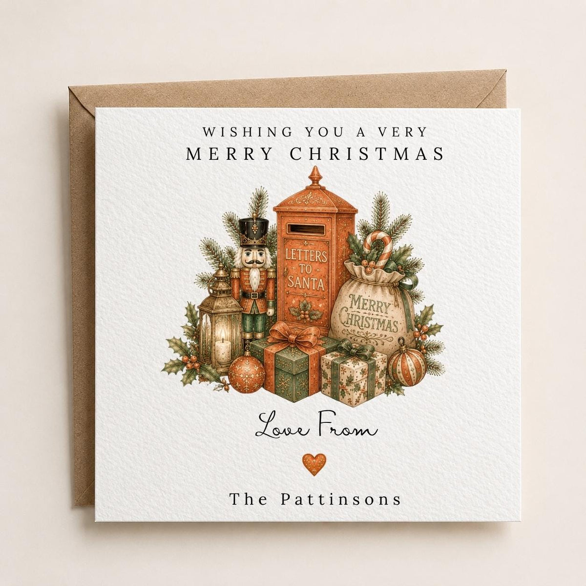 Personalised Christmas Card | Vintage Festive Greeting | Luxury Xmas Keepsake | Completely Customisable | Old-Fashioned Christmas