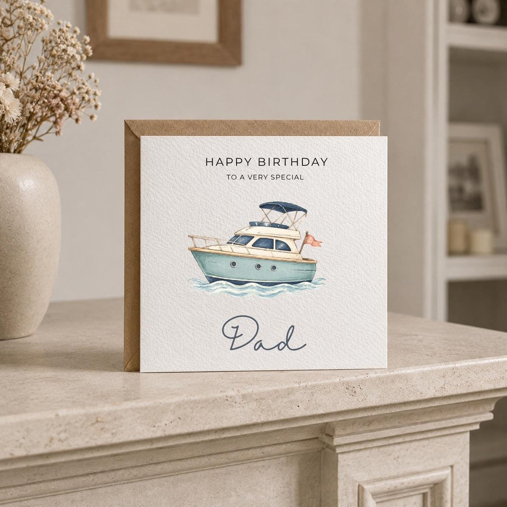 Personalised Boat Theme Birthday Card for Husband, Dad, Grandad, Son,  Uncle, Brother etc