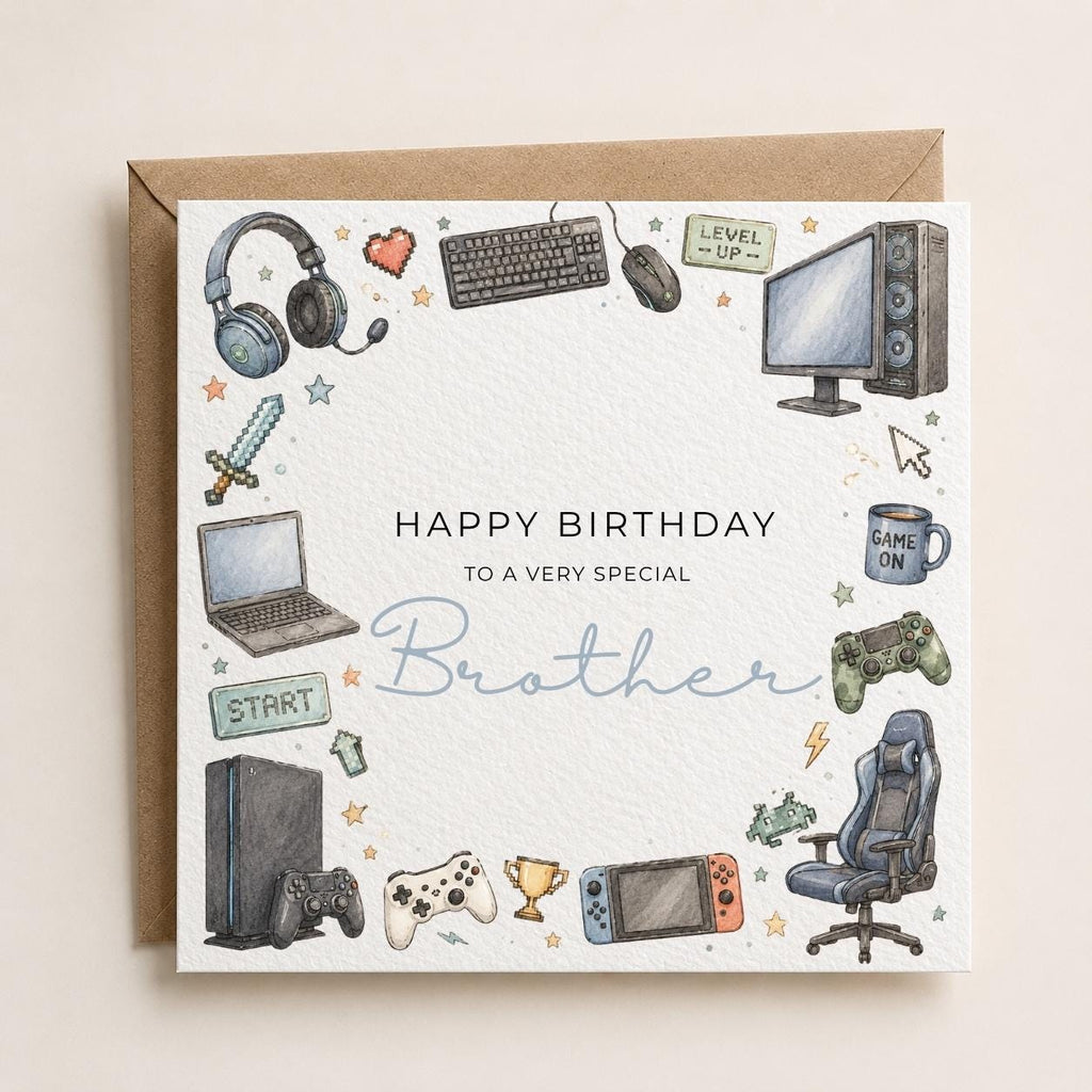 Personalised Gaming Theme Birthday Card for Husband, Dad, Grandad, Son,  Uncle, Brother etc