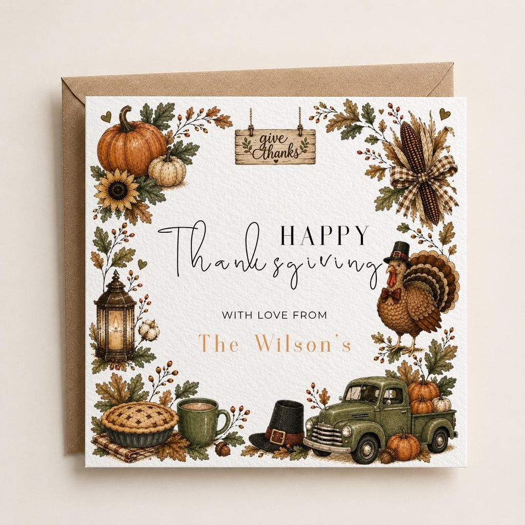Personalised Thanksgiving Theme Greetings Card, Completely Customizable