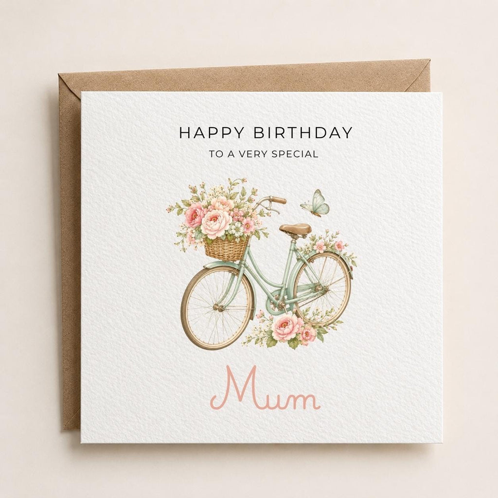Personalised Cycling / Bike Theme Birthday Card for Wife, Mum, Grandma, Daughter, Auntie, Sister etc