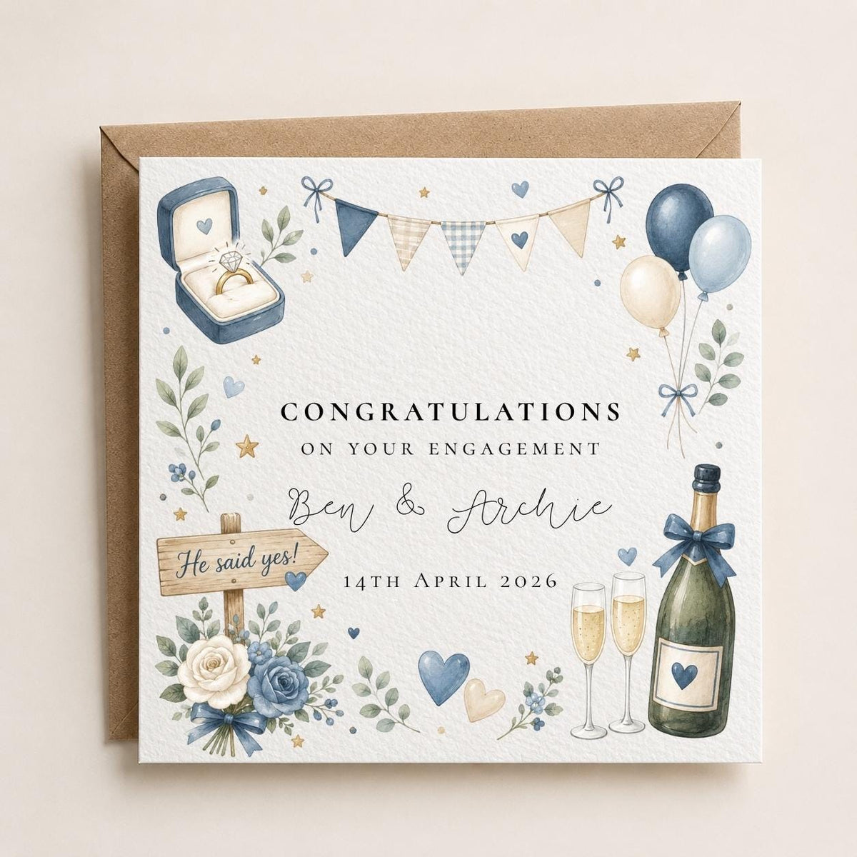 Personalised For Him Engagement Card