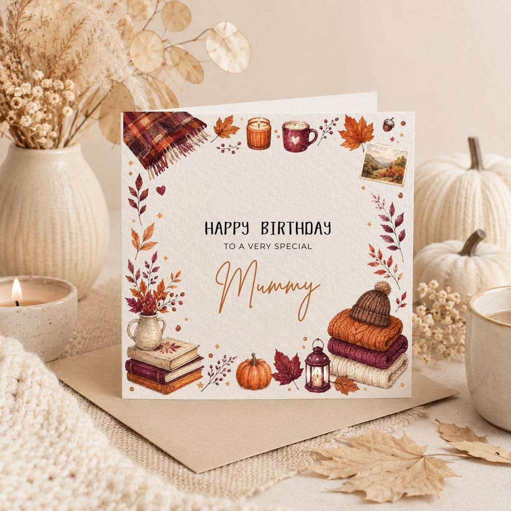 Personalised Autumn Theme Birthday Card for Daughter, Sister, Friend etc