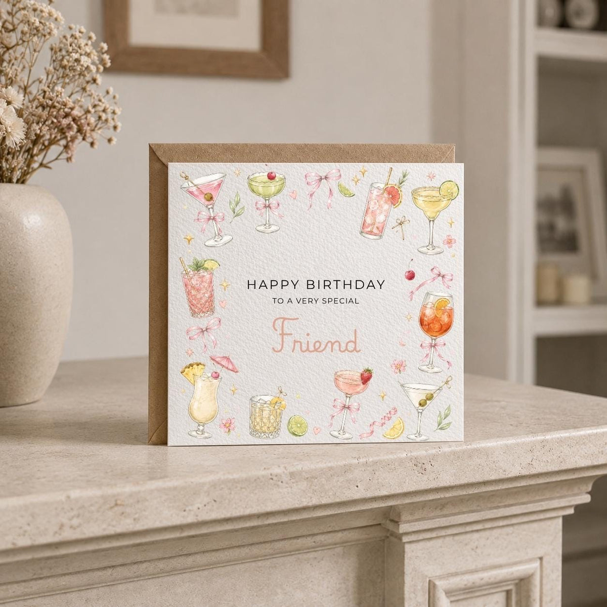 Personalised Cocktail Theme Birthday Card for Wife, Mum, Grandma, Daughter, Auntie, Sister etc
