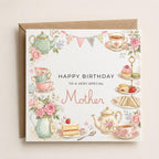 Personalised Afternoon Tea Theme Birthday Card for Wife, Mum, Grandma, Daughter, Auntie, Sister etc