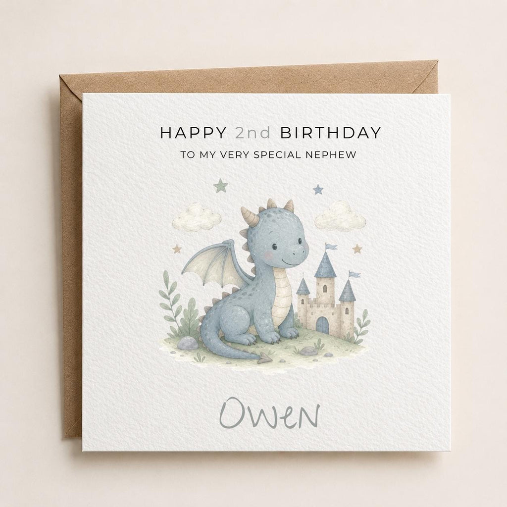 Personalised Dragon Theme Birthday Card for Son, Grandson, Brother etc