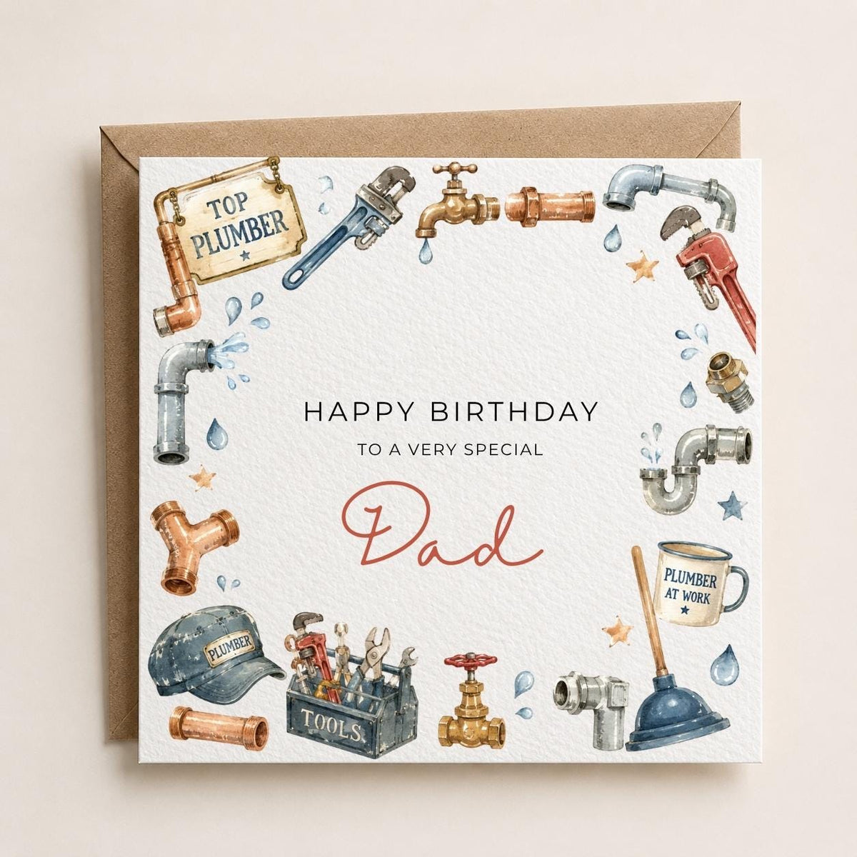 Personalised Plumber Theme Birthday Card for Husband, Dad, Grandad, Son,  Uncle, Brother etc
