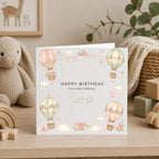 Personalised Hot Air Balloon Theme Birthday Card for Daughter, Granddaughter, Sister etc