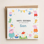 Personalised TV Pig | Peppa Theme Birthday Card for Son, Daughter, Brother, Sister, Friend etc