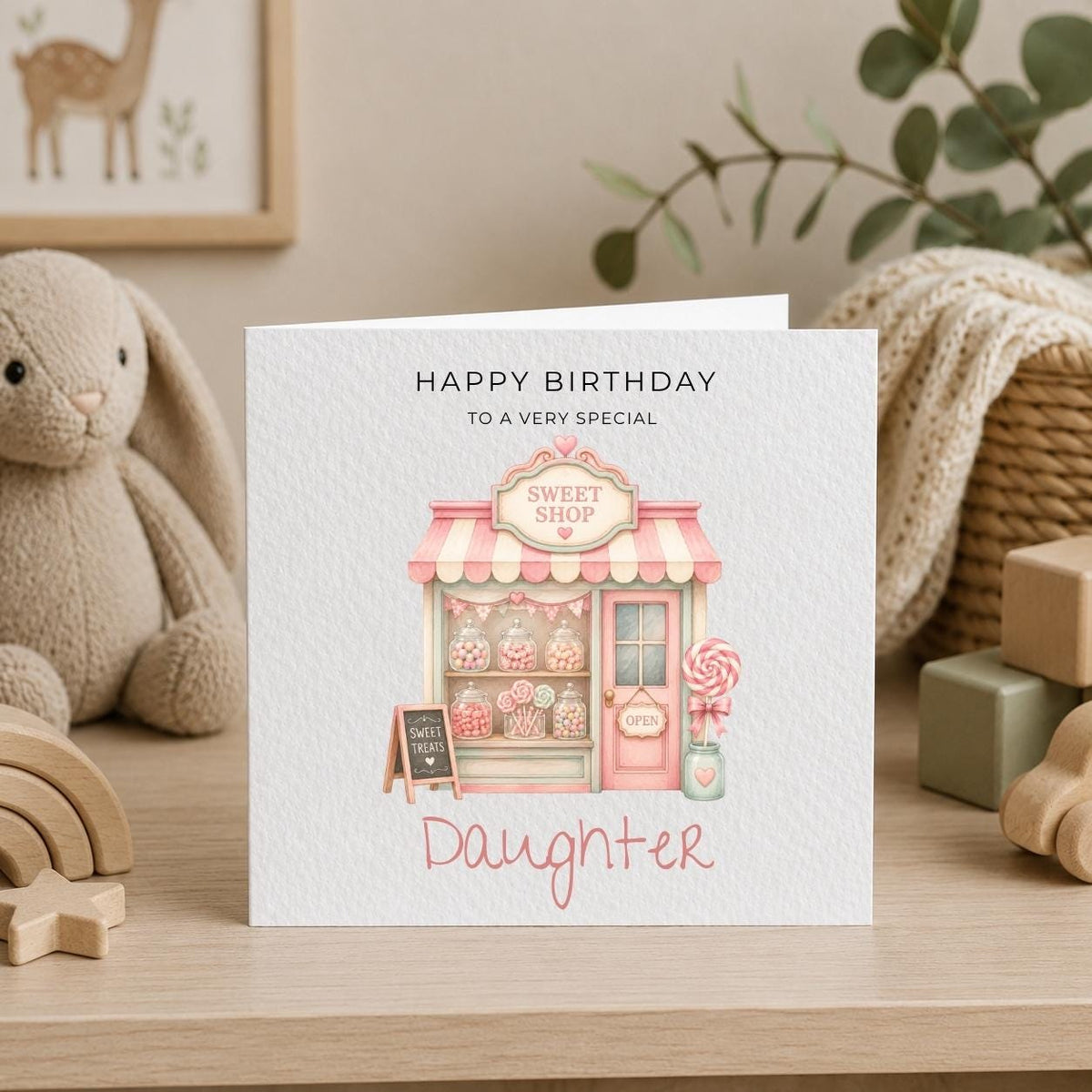 Personalised Sweets Theme Birthday Card for Daughter, Granddaughter, Sister etc